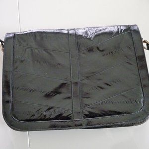 CARLO AMBOLDI  VINTAGE BLACK  GENUINE EEL SKIN CROSSBODY BAG